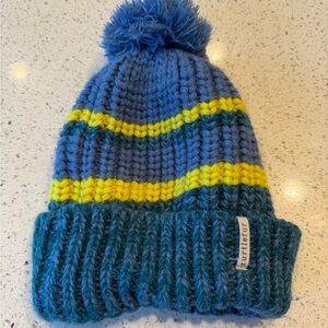 Turtle Fur Kids' Cozy Blue and Yellow Knit Hat